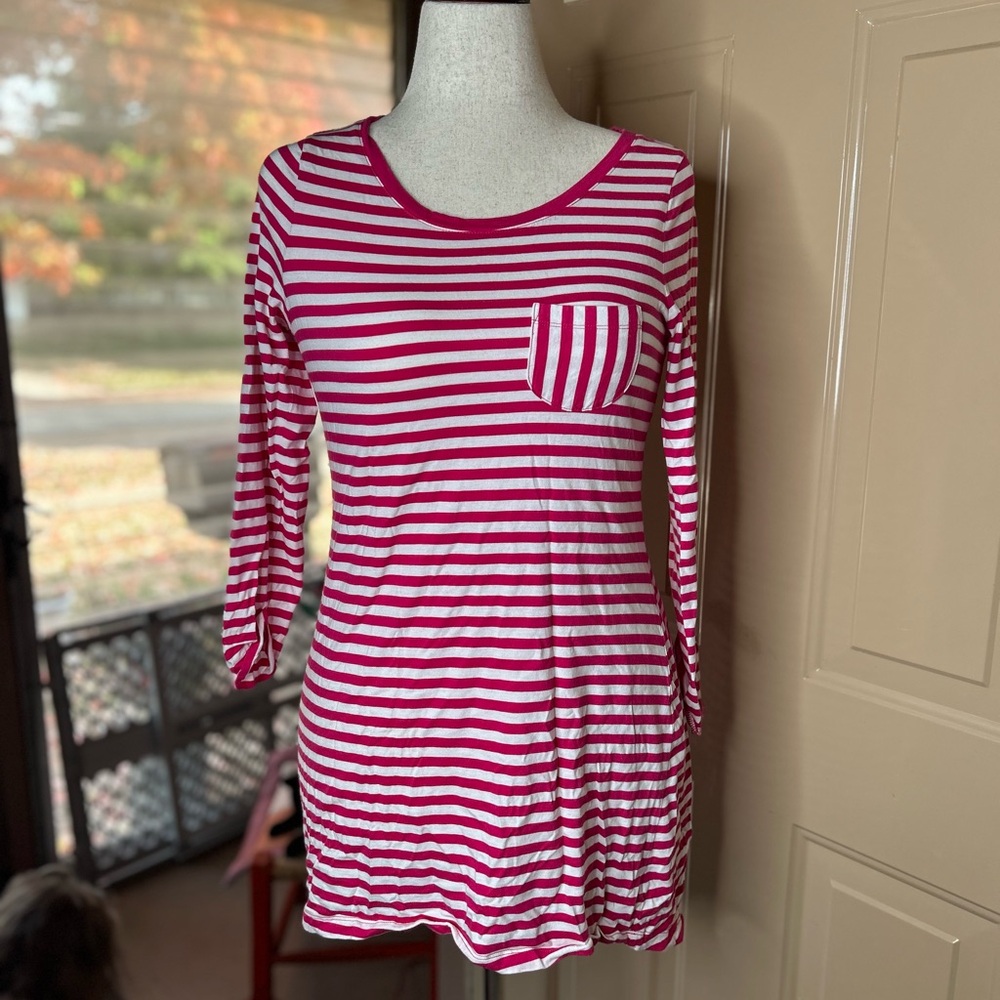 Relativity Red and White Striped Top